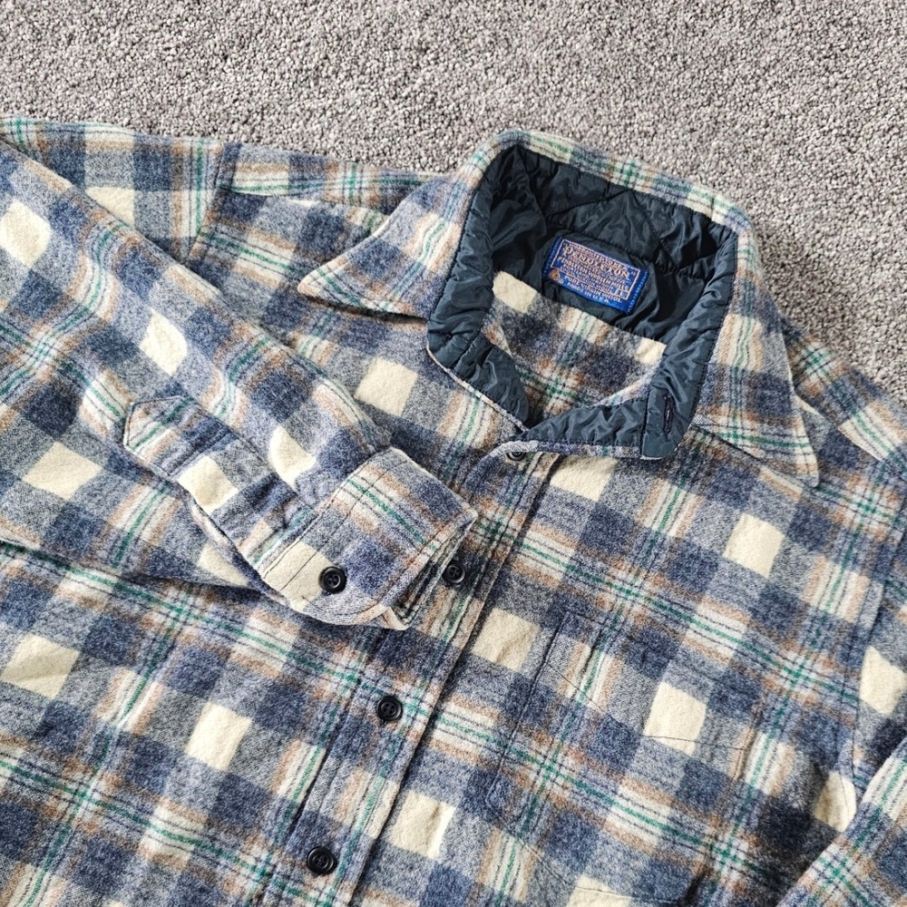Pendleton Blue and Cream Plaid Casual Button Down Shirt